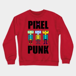 Pixel Punk Girl Robots in Pink Crewneck Sweatshirt